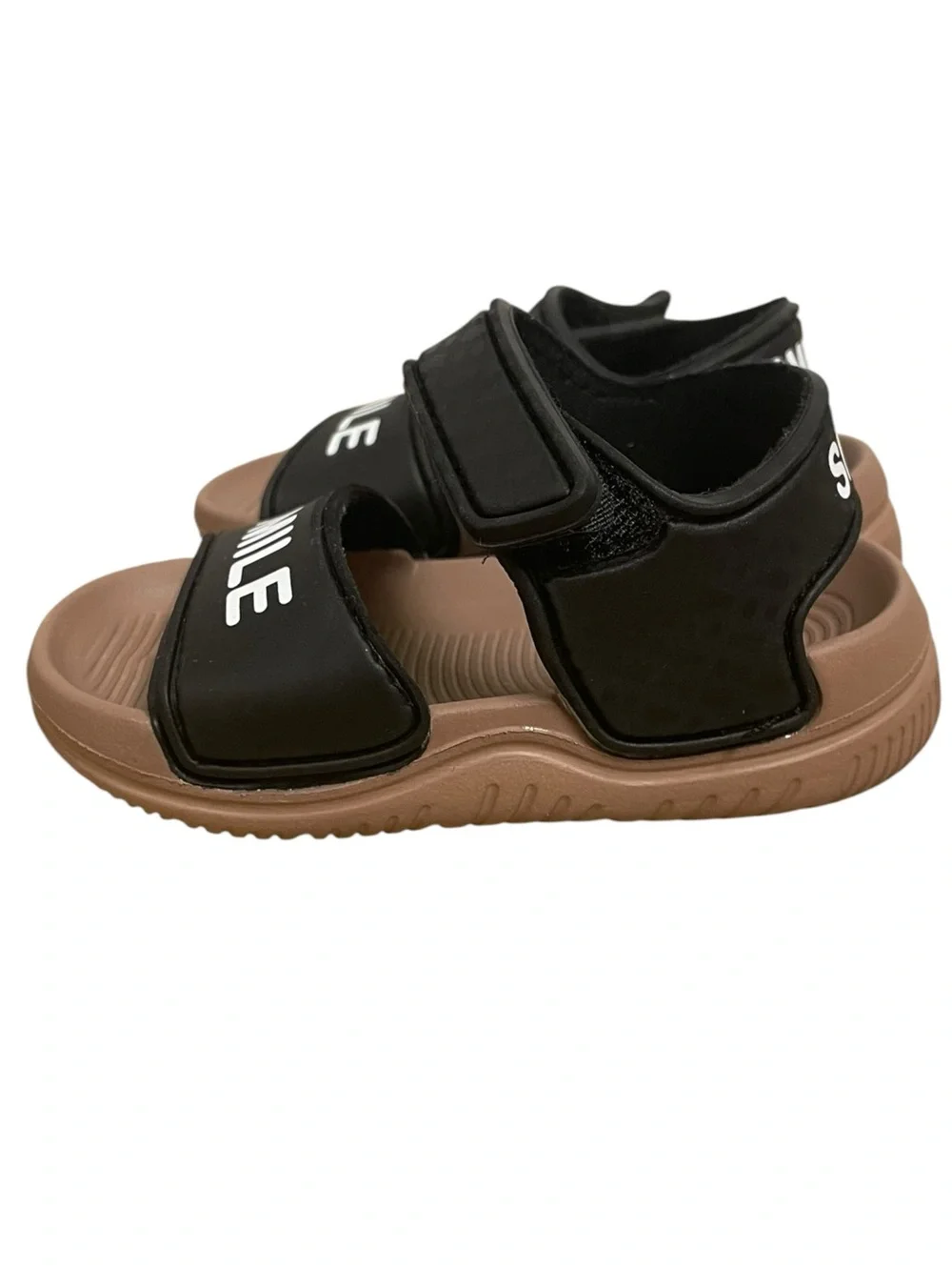 Toddler Sandals Size 20 Smile Black Brown Adjustable Strap